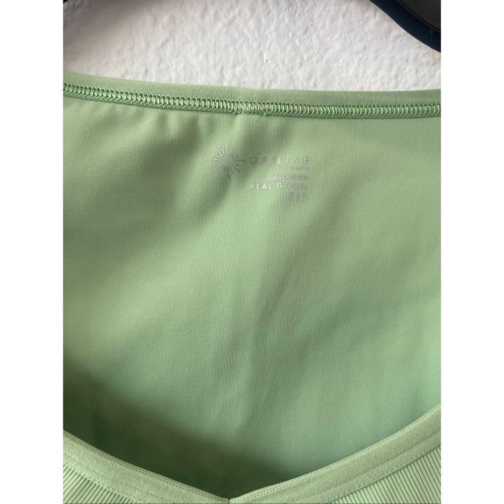 Aerie Ribbed Goals Green Top Size S - Picture 5 of 5